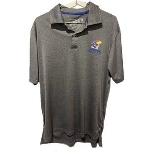 Kansas Jayhawks Dry Fit Campus Heritage Gray Polo Shirt Size Medium Mens